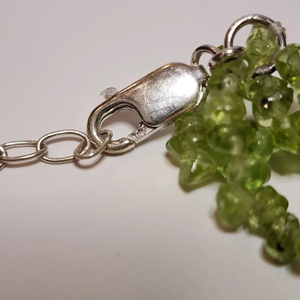 Multistrand Light Green Peridot Chip Necklace